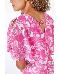 Roman Petite - Floral Chiffon Cape Wrap Midi Dress - Lyst