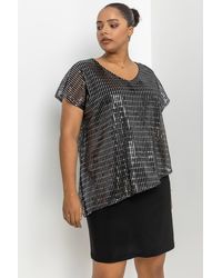 Roman Curve - Asymmetric Shimmer Overlay Dress - Lyst