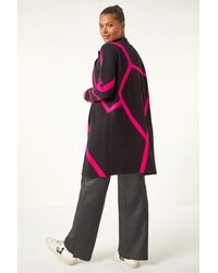 Roman - Patterned Long-Line Cardigan - Lyst