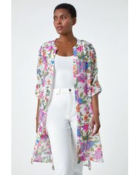 Roman - Floral Print Longline Blouse - Lyst