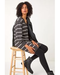 Roman - Stripe V-Neck Knit Jumper Dress - Lyst