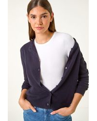 Roman - Soft Knit Crew Neck Cardigan - Lyst