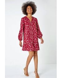 D.u.s.k - Metallic Feather Print Shirt Dress - Lyst