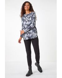 Roman - Floral Print Ribbed Top - Lyst