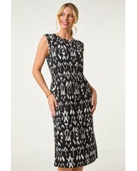 Roman Petite - Aztec Print Tie Waist Stretch Dress - Lyst