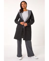 Roman - Contrast Hooded Longline Cardigan - Lyst