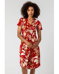 Roman - Leaf Print Twist Knot Dress - Lyst