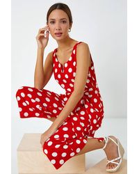 Roman - Spot Print Belted Jumpsuit - Lyst