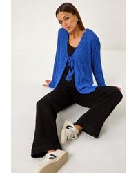Roman - Tie Front Knit Cardigan - Lyst