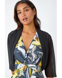 Roman - Ruched Hem Cropped Length Chiffon Bolero - Lyst