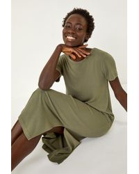Roman - Ribbed Stretch Midi Dress - Lyst