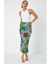 Roman - Dusk Fashion Contrast Floral Print Midi Skirt - Lyst