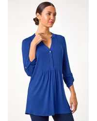 Roman - V-Neck Button Detail Tunic Top - Lyst