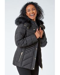 Roman Petite - Faux Fur Hood Puffer Coat - Lyst