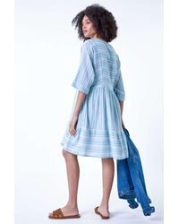 Roman - Cotton Stripe Print Smock Dress - Lyst