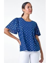 Roman - Metallic Foil Spot Print Top - Lyst