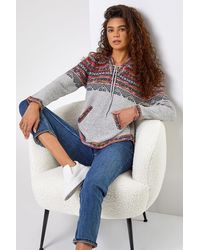Roman - Nordic Print Hooded V-Neck Jumper - Lyst