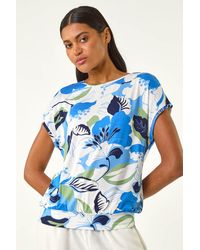 Roman - Floral Print Bubble Hem Top - Lyst