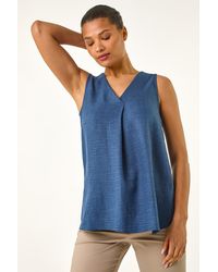 Roman - Textured Pleat Front Vest Top - Lyst