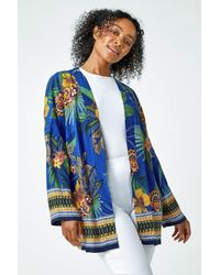 Roman - Petite Tropical Print Kimono Jacket - Lyst