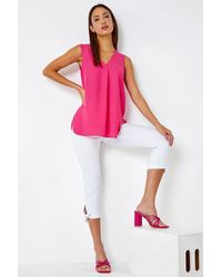 Roman - Elastic Waist Tie Hem Cropped Trousers - Lyst