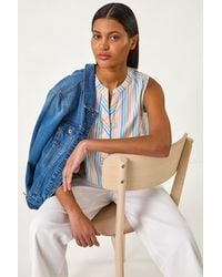Roman - Stripe V-Neck Vest Top - Lyst