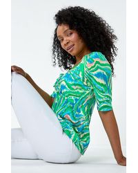 Roman Petite - Abstract Ruched Stretch Top - Lyst