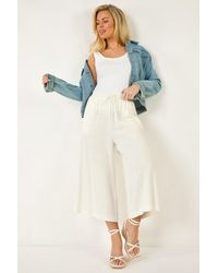 Roman Petite - Elasticated Waist Linen Mix Culotte - Lyst