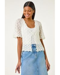 Roman - Textured Tie Front Shrug - Lyst