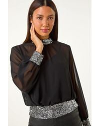 Roman - Chiffon Sequin Detail Top - Lyst