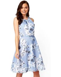 Roman - Floral Fit And Flare Dress With Belt - Lyst