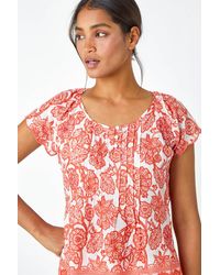 Roman - Floral Print Cotton Top - Lyst