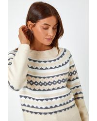 Roman - Embellished Fairisle Print Stretch Jumper - Lyst