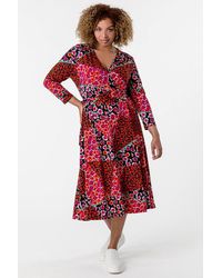 Roman Curve - Patchwork Floral Print Wrap Dress - Lyst