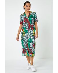Roman - Dusk Fashion Ditsy Floral Midi Shirt Dress - Lyst