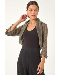 Roman - Metallic Plisse Sequin Bolero - Lyst