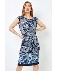 Roman Petite - Paisley Print Tie Waist Dress - Lyst