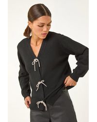 Roman - Bow Embellished Knit Cardigan - Lyst