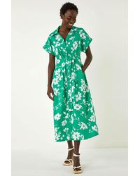 Roman - Floral Cotton Poplin Shirt Dress - Lyst