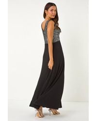 Roman - Contrast Sequin Bodice Maxi Dress - Lyst