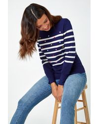 Roman - Heart Embroidered Stripe Jumper - Lyst
