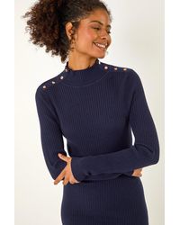 D.u.s.k - Button Detail Knitted Midi Dress - Lyst