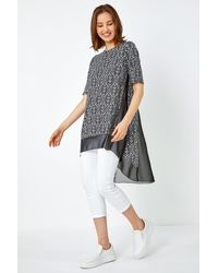 Roman - Aztec Chiffon Hem Stretch Tunic Top - Lyst