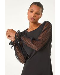 Roman - Flock Spot Sleeve Stretch Tunic Top - Lyst