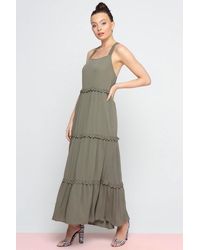Roman - Tiered Lace Trim Maxi Dress - Lyst