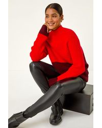 Roman - Colour Block Funnel Neck Knit Jumper - Lyst