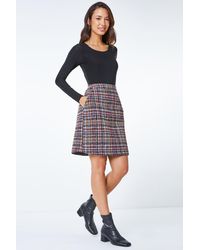 Roman - Textured Check Mini A Line Skirt - Lyst