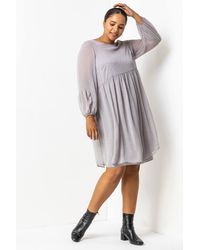 Roman Curve - Chiffon Spot Smock Dress - Lyst
