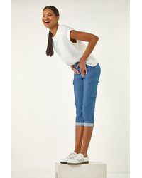 Roman - Turn Up Stretch Cropped Cargo Trousers - Lyst