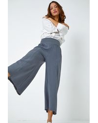 Roman - Linen Blend Stretch Waist Culottes - Lyst